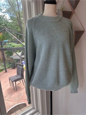 VINTAGE St. John's Bay Mint Green Tiffany Blue Crewneck Knit Sweater Size Large